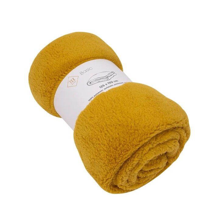 Одеяло от много мека материя 125 х 150 см, полиестер, жълто