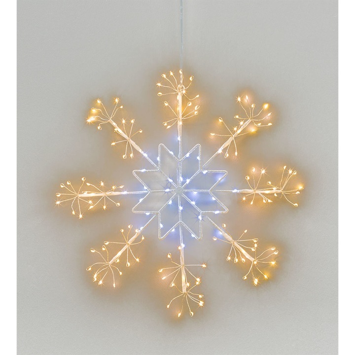 LED karácsonyi hópehely Lightex, 3.6W 128LED WW+30LED CW, IP44 220V, f30 5m kábel