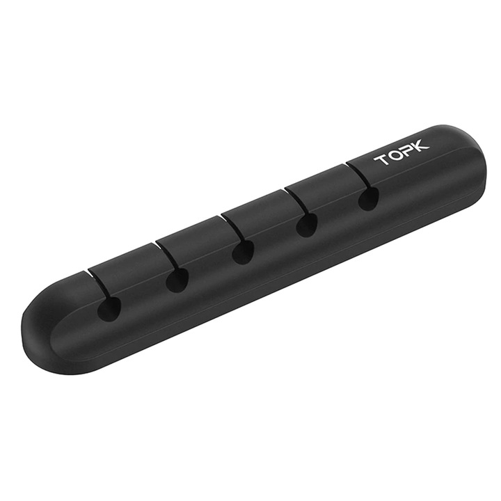 Set format din 2 clipsuri autoadeziv cu 5 sloturi pentru organizare cabluri, Black