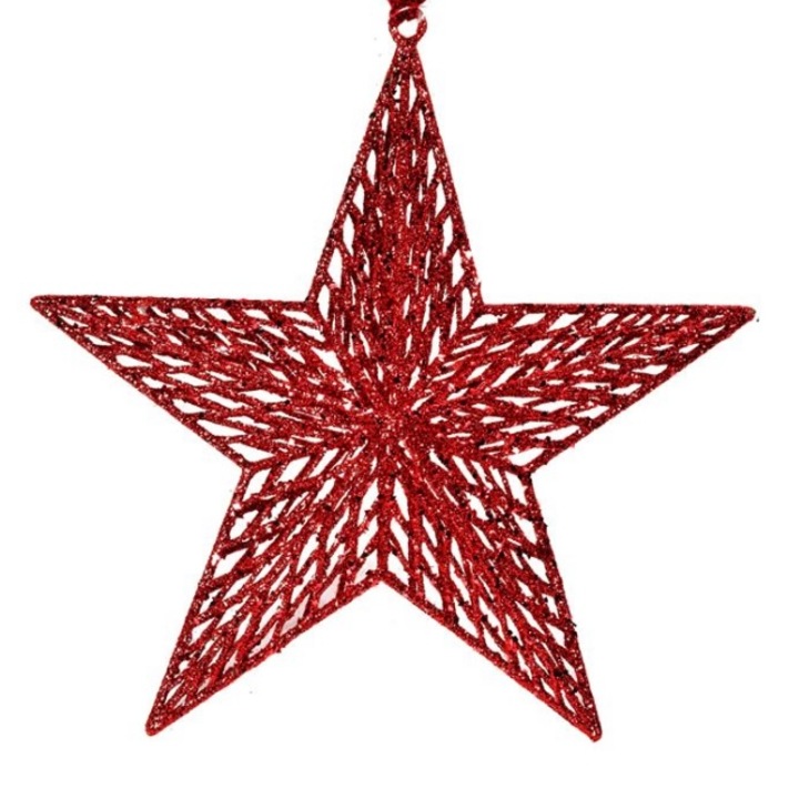 Ornament pentru pomul de Craciun, stea, cu sclipici, 15 cm