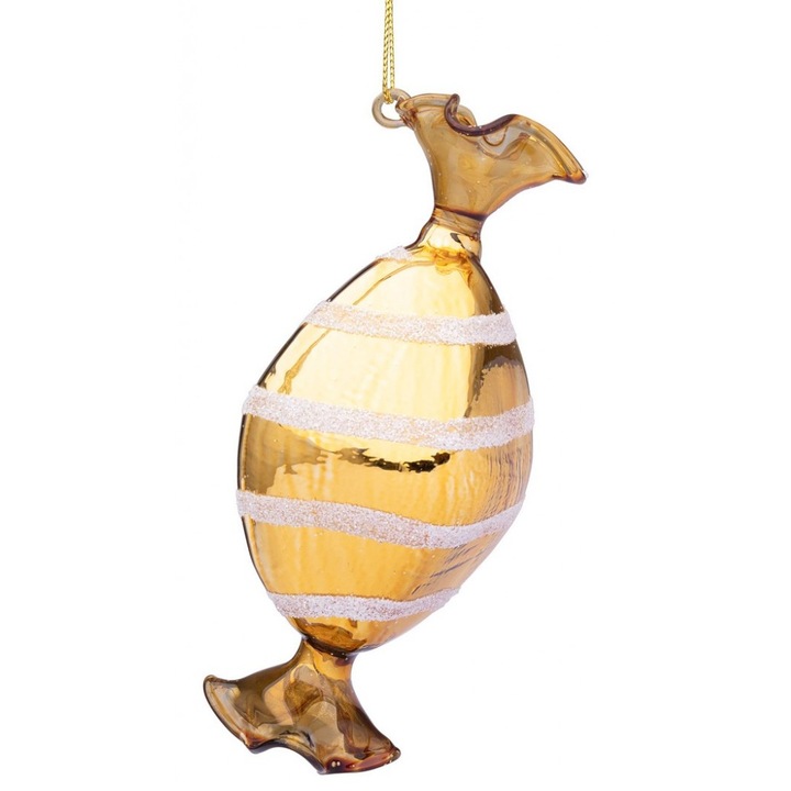 Set 12 ornamente brad Bomboana aurie alba 6.3x13.5 cm