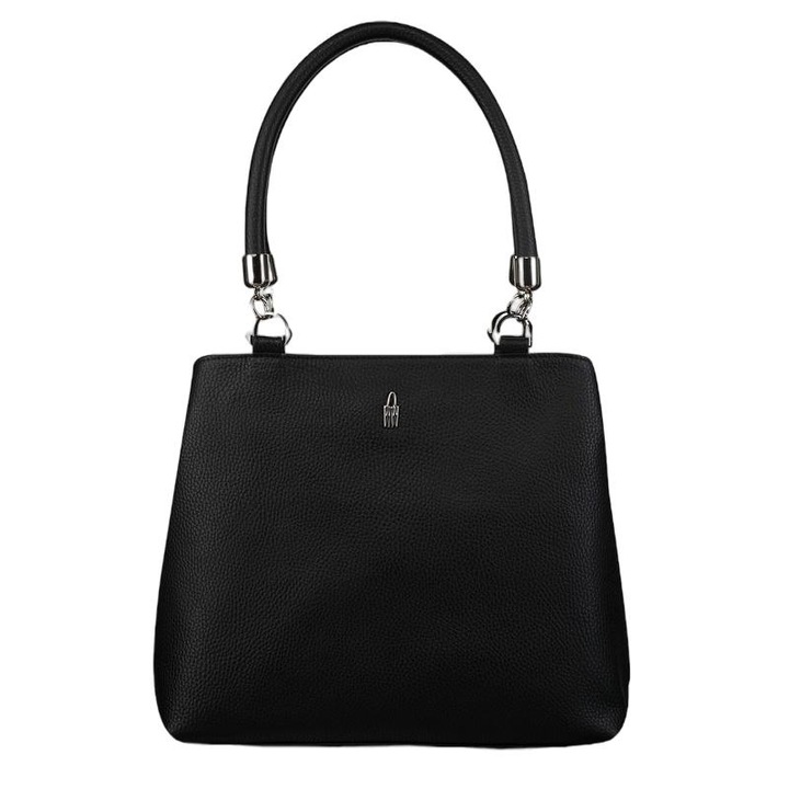 Válltáska, Wojewodzic, Valódi bőr, 29 x 28 x 13 cm, Fekete