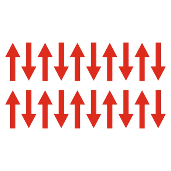 Комплект 20 индикаторни стрелки, Duragon, за сигнализиране на посоката, под или стена, Червен, 9 x 23 cm