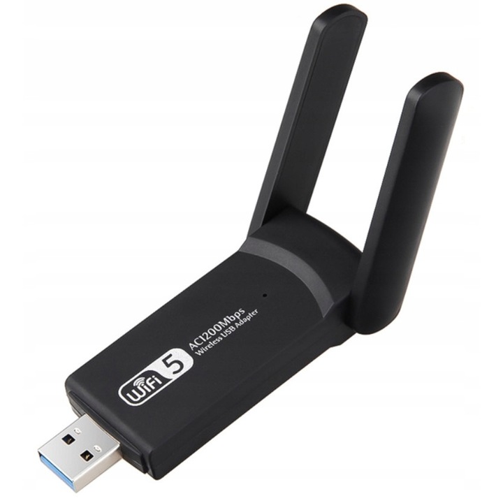 Placa de retea Wireless, USB 3.0, 1200Mbps, 5.8 Ghz, Negru