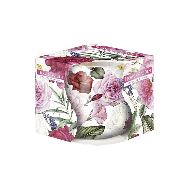 Стъклена ароматна свещ Bispol с принт, Цветна градина, SN71S-58