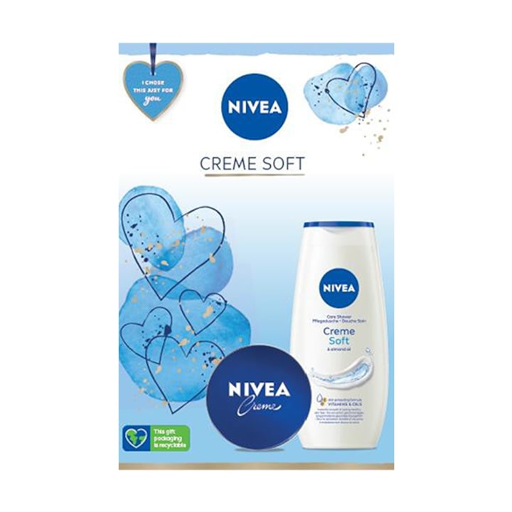 Подаръчен комплект Nivea Creme Soft: Крем, 75 мл + Душ гел, 250 мл