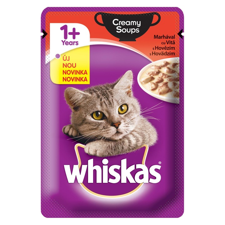 Hrana umeda pentu pisici, Whiskas, Creamy Soup Vita, Plic, 85 g