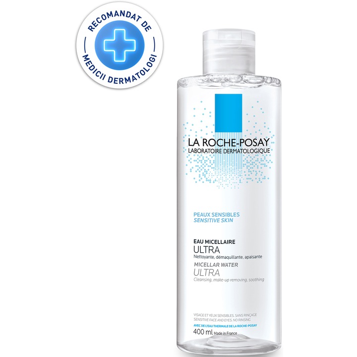 Apa micelara demachianta Ultra La Roche-Posay, pentru piele sensibila, fata si ochi, 400 ml