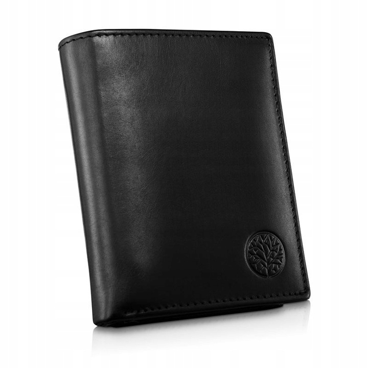 Portofel barbati, Betlewski, Piele naturala, 12 x 9.5 x 2.5 cm, Negru