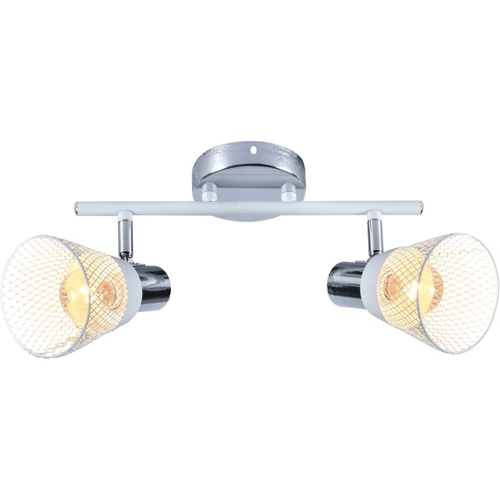 Lustra, Lampex, Flavio 2, benzi, Lampa moderna, cu spot, alb, 19,5x46, 60W