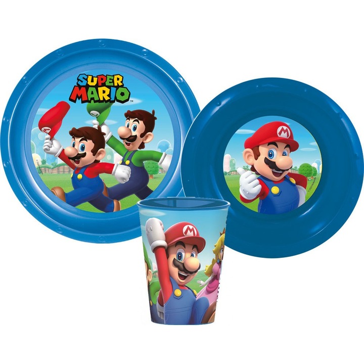 Set hranire copii Super Mario, Stor, Plastic, Multicolor