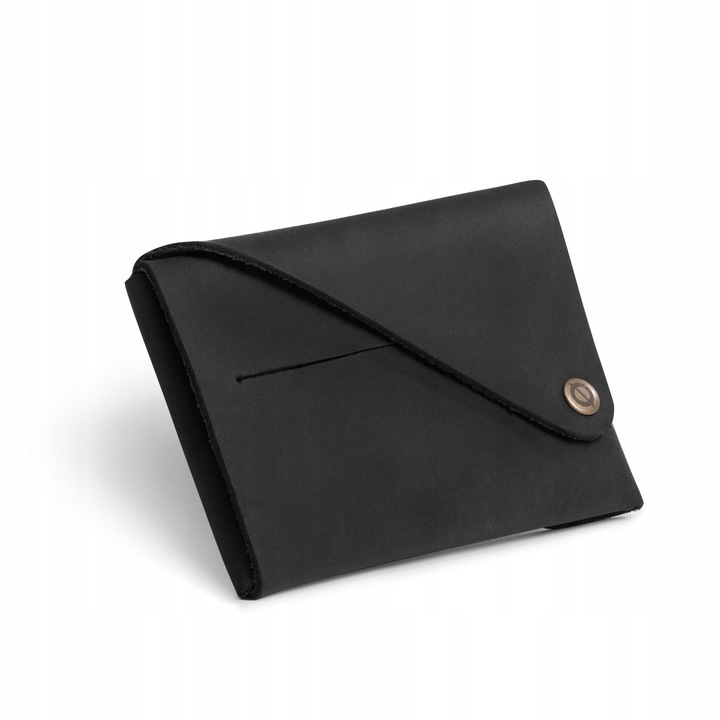 Portofel barbati, Brodrene, Piele naturala, 12.5 x 8.5 x 1.5 cm, Negru