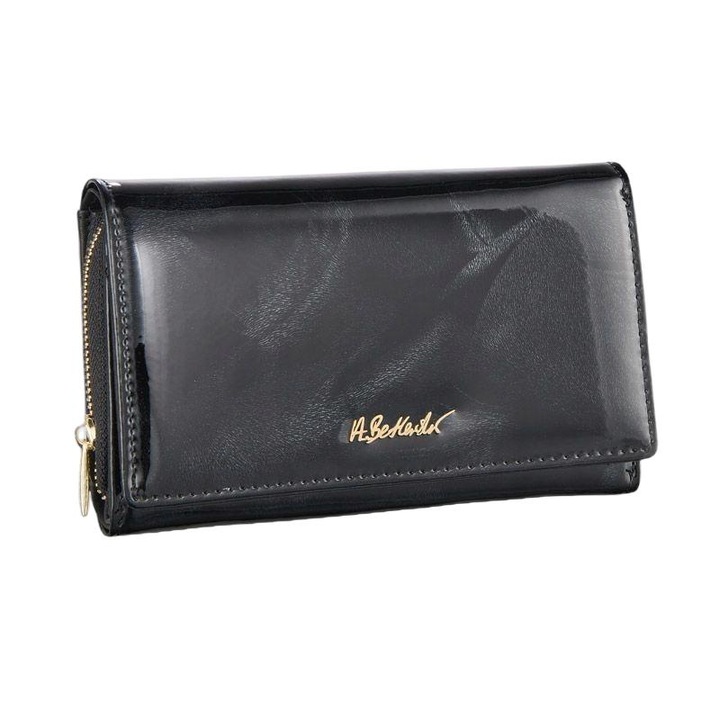 Portofel dama, Betlewski, Piele naturala, Negru