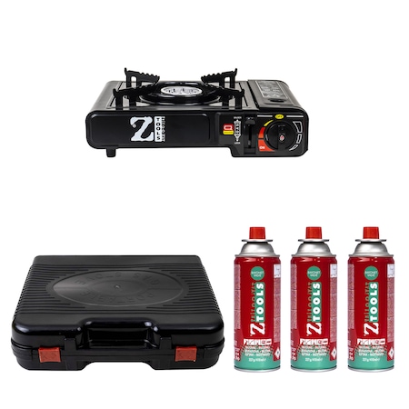 Pachet Aragaz camping, aprindere automata, negru, AD-1 plus 3 butelii 410ml / SET 30059