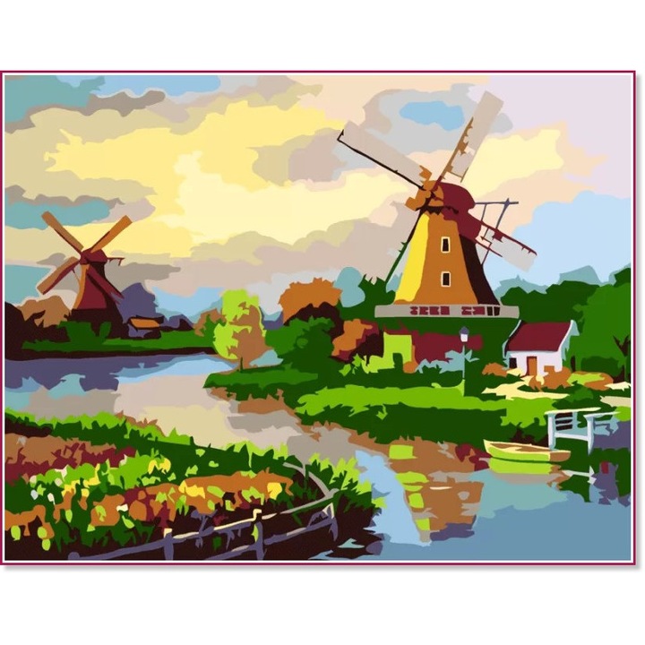 Комплект за Рисуване по Номера Rosa, Акрилни Бои, Стандарт, Вятърни мелници