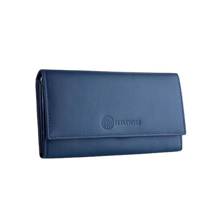 Portofel dama, BETLEWSKI, Piele naturalaqwafzxg, Albastru