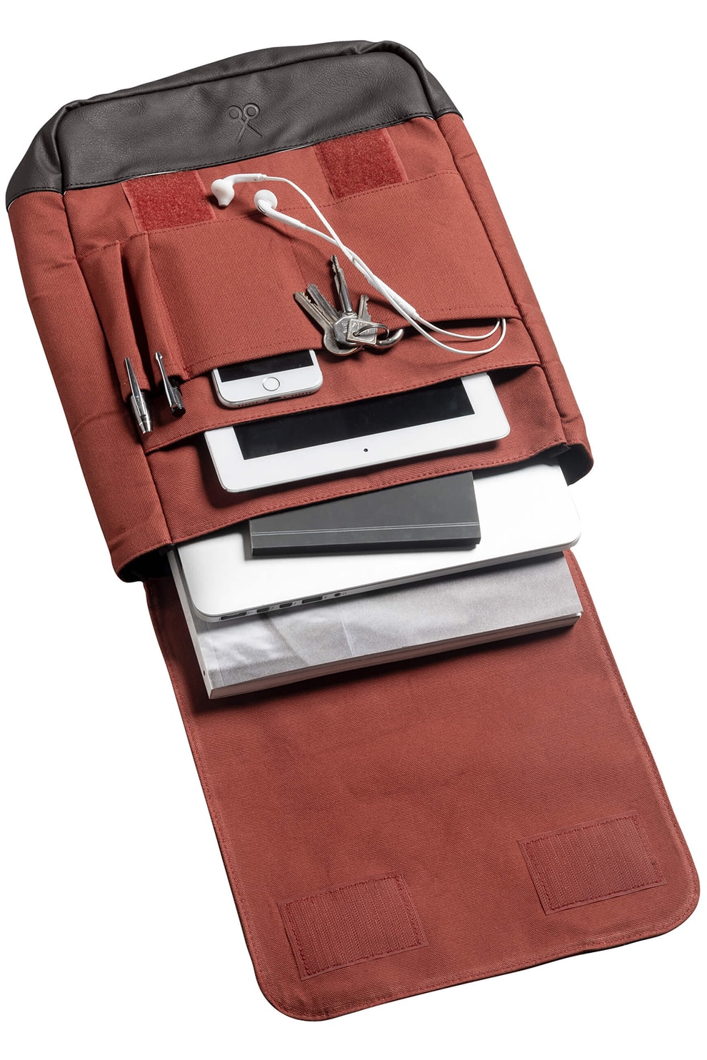 KAFT, Rucsac unisex cu buzunare multiple, Caramiziu, Negru