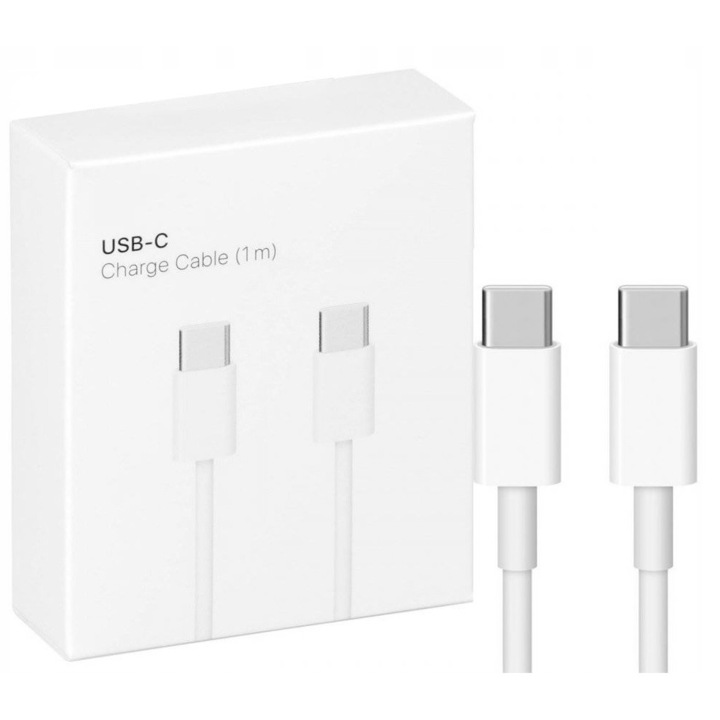 Cablu de incarcare USB C - USB C, Incarcare rapida 3.0, 40 W, 1 m, Alb