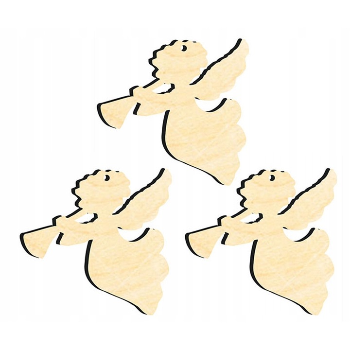 PoStar dekoratív medál, karácsonyi, 3 db, fa, bézs