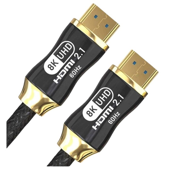 Cablu HDMI tata - HDMI tata, 2.1, Premium Ultra High Speed, 8K, 60HZ, 3 m, Negru/Auriu