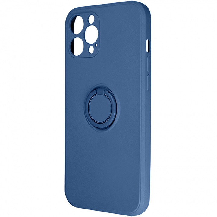 Husa protectie Flippy compatibila cu Samsung A72 Liquid Silicone Ring cu suport rotativ Albastru deschis