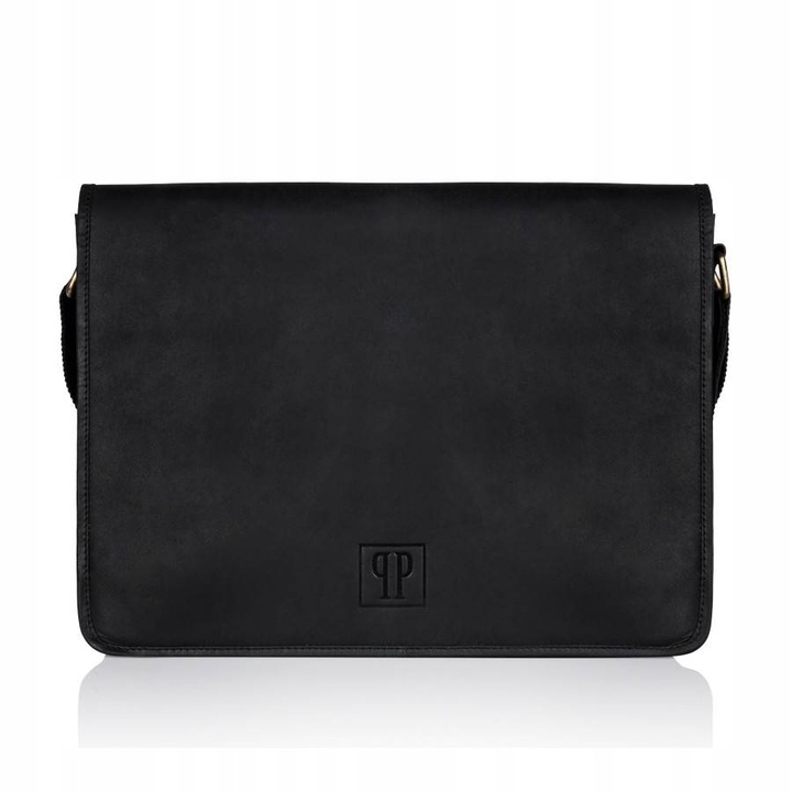 Мъжка чанта Paolo Peruzzi, Естествена кожа, 37x28x11.5 см, Черна