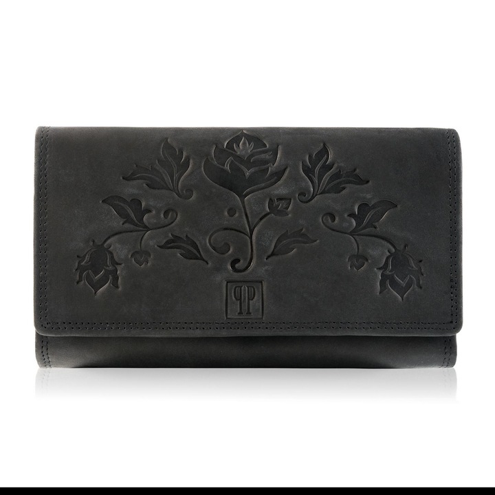 Portofel mare din piele vintage pentru femei Paolo Peruzzi T-05-BL