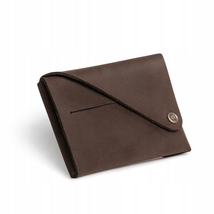 Port card barbati Brodrene, Piele naturala, 8.5x12.5 cm, Maro inchis