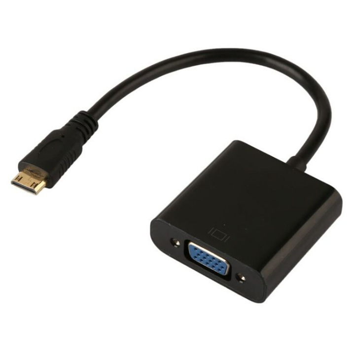 Adaptor Powertech, HDMI Mini/VGA, CAB-H031, 0.20 m, Negru