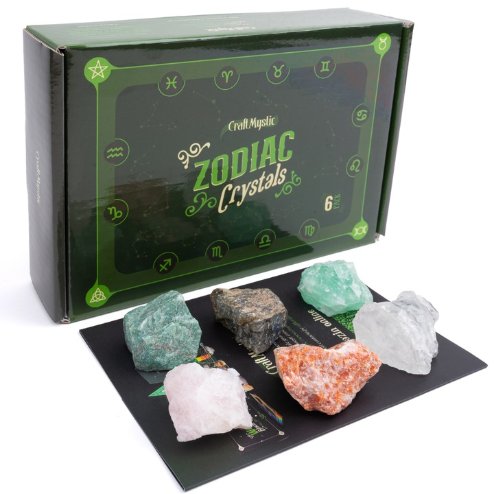 Természetes kristálykészlet a Rák jegyhez, gyógyító kristályok csillagjegyekkel, horoszkóp, asztrológia