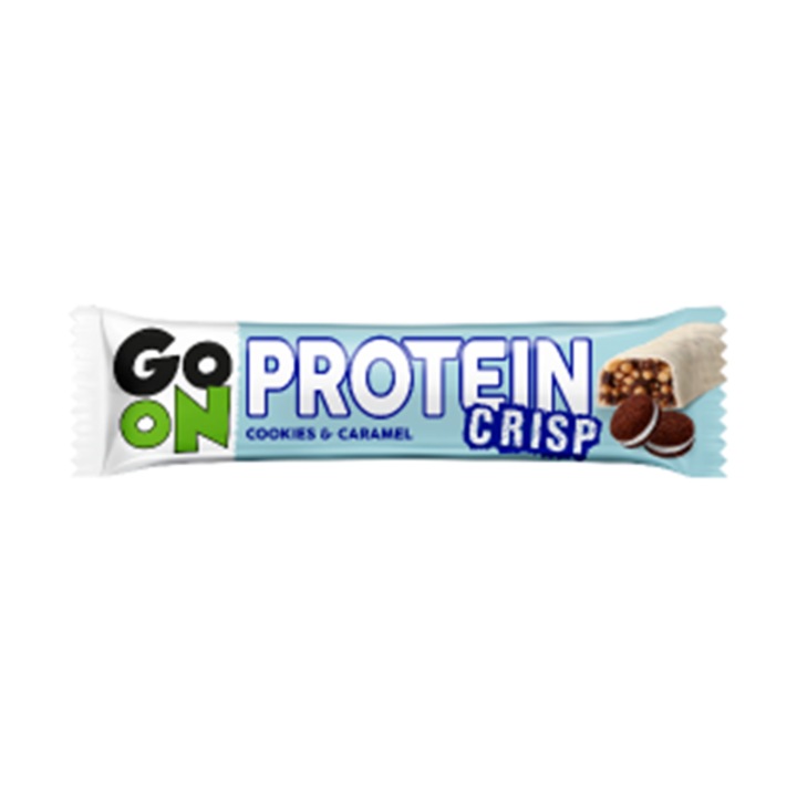 Baton proteic crocant, GO ON Protein Crisp Bar Cookies & Caramel 50 g