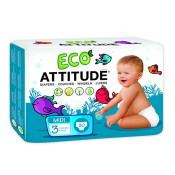 Scutece ecologice de unica folosinta Marimea 3 (5-11 kg), 30 buc, Attitude Scutece ecologice de unica folosinta Marimea 3 (5-11 kg), 30 buc, Attitude