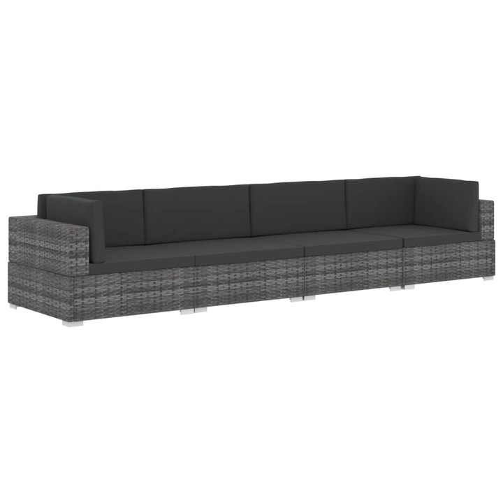 vidaXL 4 részes szürke polyrattan kerti kanapészett párnákkal 30.2 kg 47270
