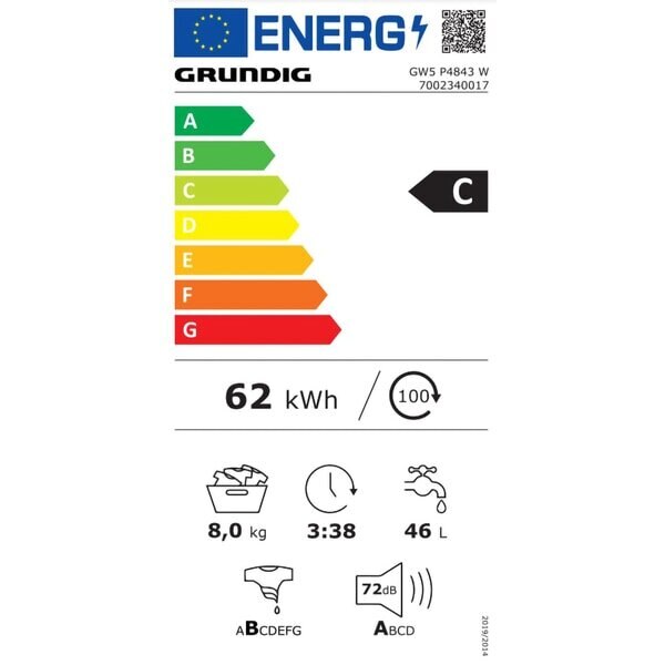 Masina de Spalat Rufe Frontala GRUNDIG GW5 P4843 W, 8 kg, 1400rpm ...