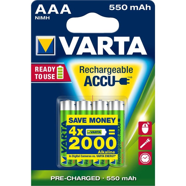 Varta Akku RECHARGE Power AAA HR03 550mAh 4St. (56743101404)