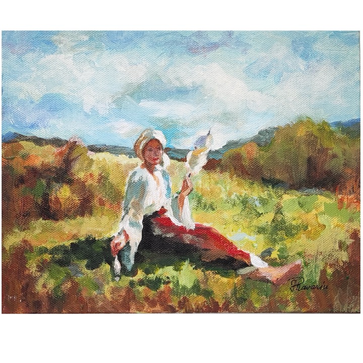 Картина - Tarancuta in the field reinterpreted, 2022, акрил върху платно, без рамка, 24 x 18 cm