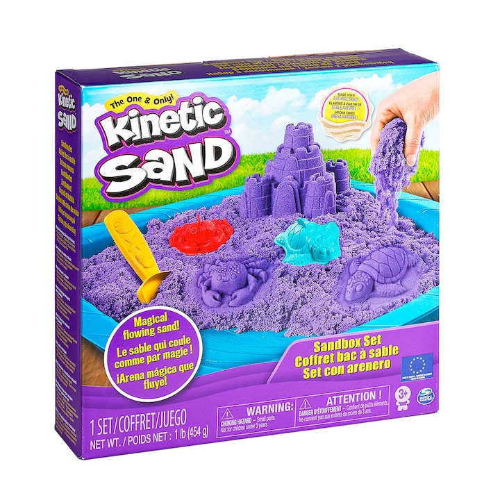 Nisip Kinetic Sand Castel de nisip, violet, 454 g cu accesorii