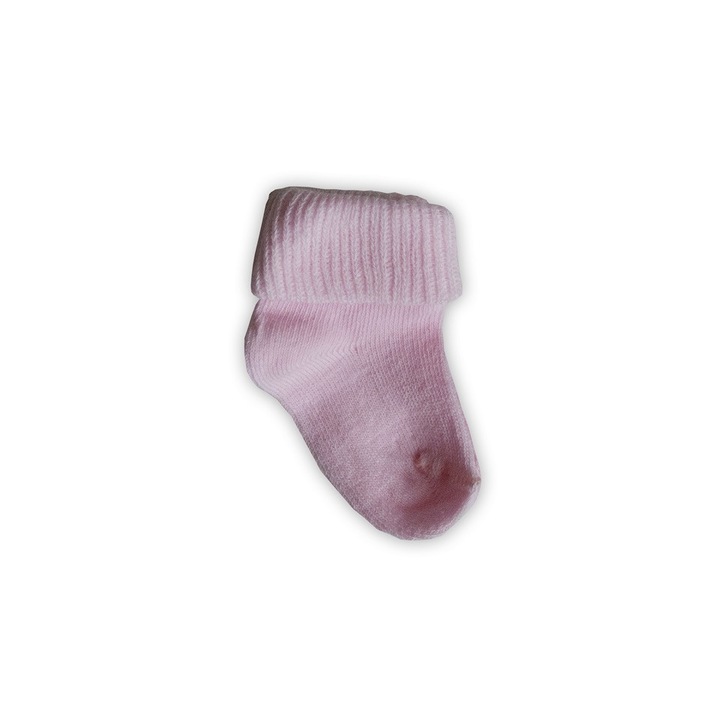 Бебешки чорапи за новородени с маншет, Rogalu, розови, 0-1г