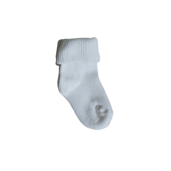 Бебешки чорапи за новородени с маншет, Rogalu, Бяло, 0-1г