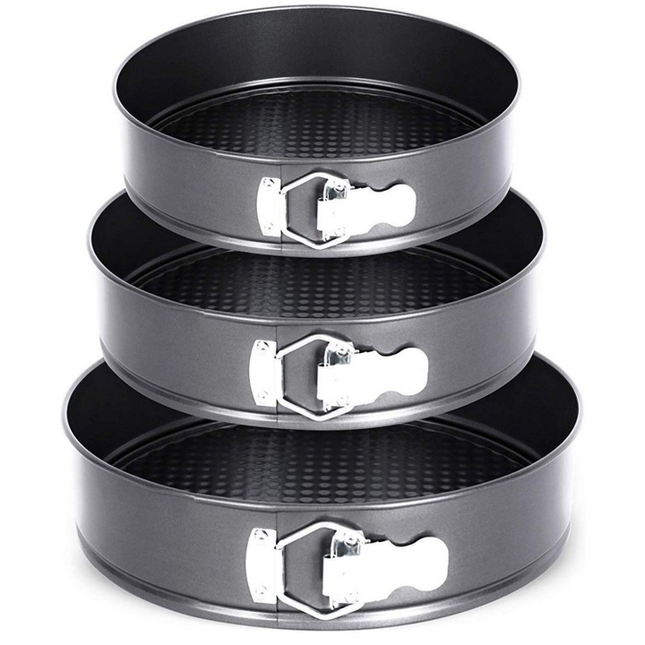 Set 3 tavi de tort cu dimensiuni diferite si fund detasabil 22-24-26