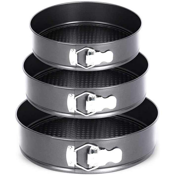 3 db-os torta tepsi szett, különböző méretű, kivehető aljú