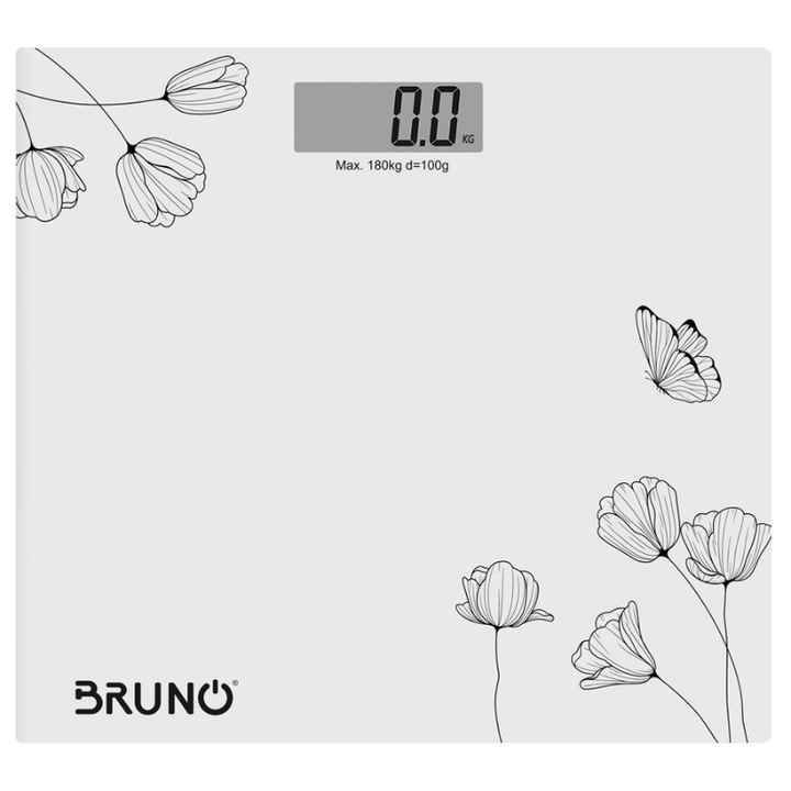 Дигитална везна, Bruno BRN-0055, Стъкло, LCD, 30 x 30 см, Бяла