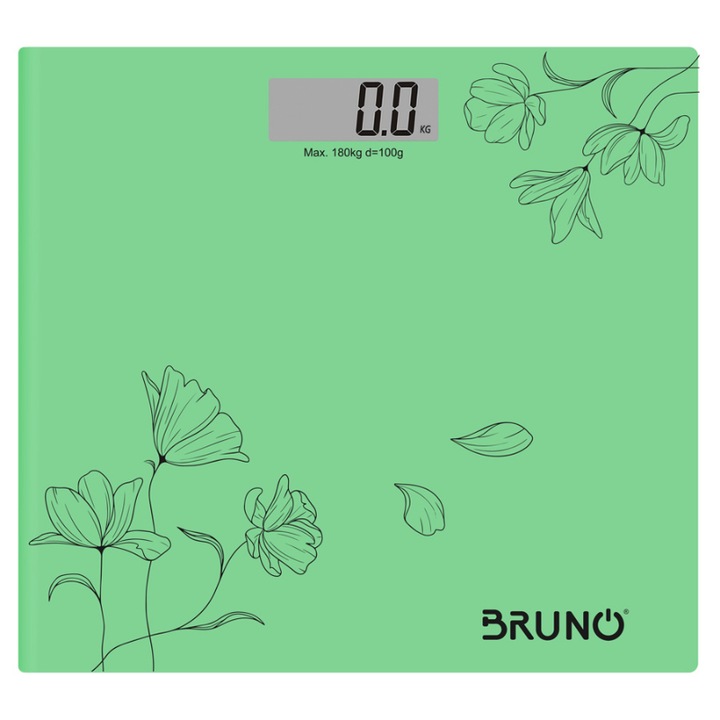 Цифрова везна, Bruno BRN-0055, Стъкло, LCD, 30 x 30 cm, Зелена
