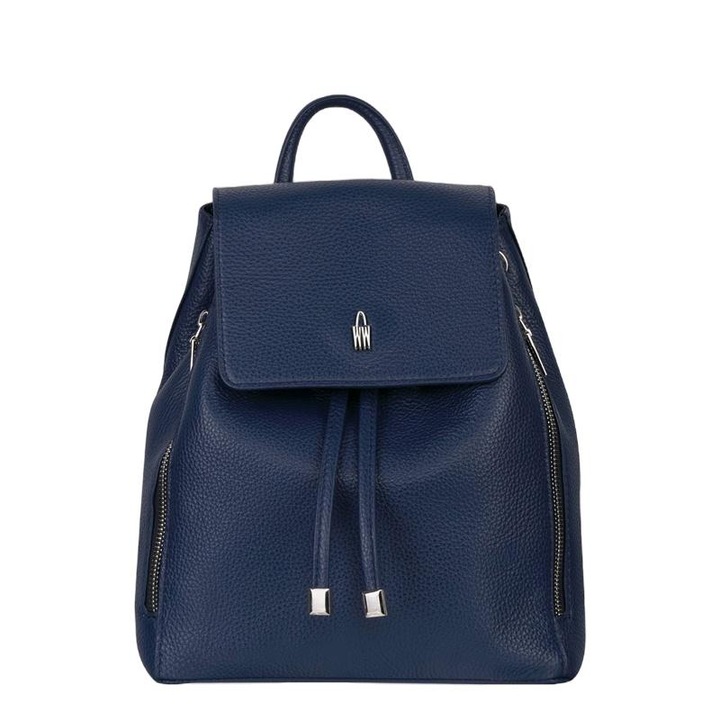 Дамска раница, Wojewodzic, Кожена, 18x28x8см, Синя