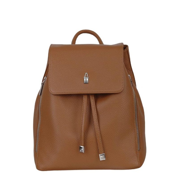 Дамска раница, Wojewodzic, Кожена, 18x28x8см, Кафява