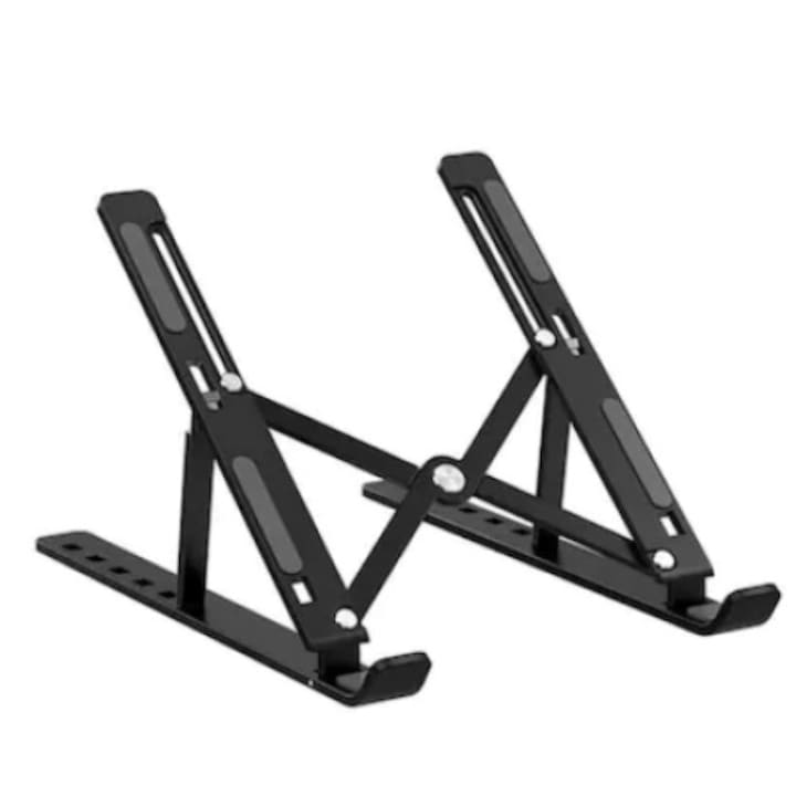 Suport reglabil pentru laptop, Macbook, iPad sau tableta, 7 "-15,6", Non-Alunecos, Disipare Caldura, Aliaj de Auminiu, Negru
