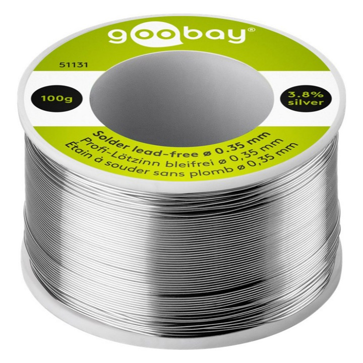 Ólommentes hegesztőhuzal, Goobay, 51131, Φ0,35 mm, 100 g