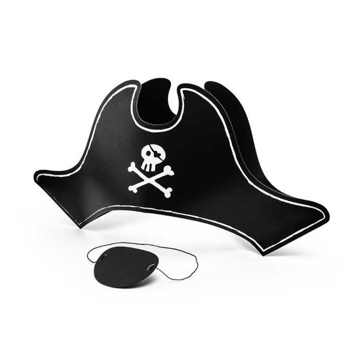 Комплект пиратска шапка и превръзка за очи, 14 см