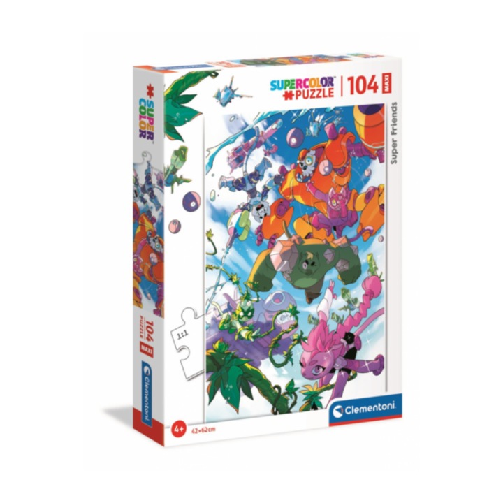 Clementoni 104 db-os Szuper Színes Maxi puzzle - Super Friends (23754)