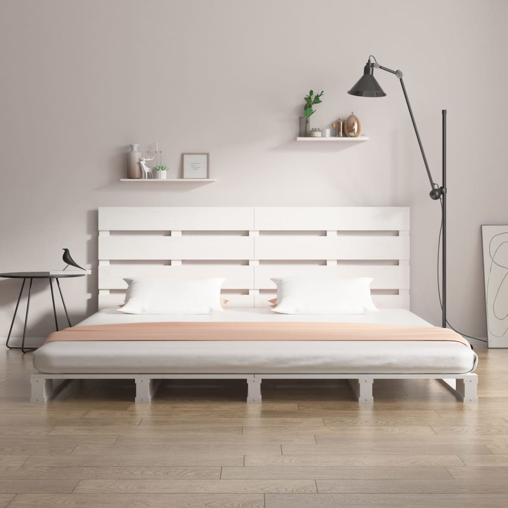 Cadru de pat King Size 5 FT vidaXL, alb, 150x200 cm, lemn masiv de pin